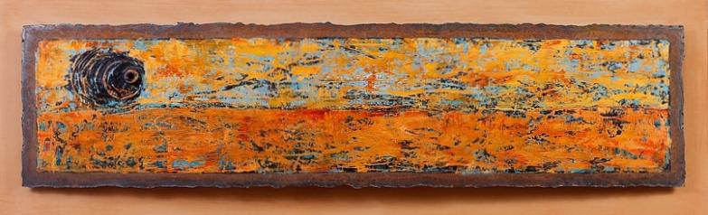 Acrylic miixed media on torch-cut steel
