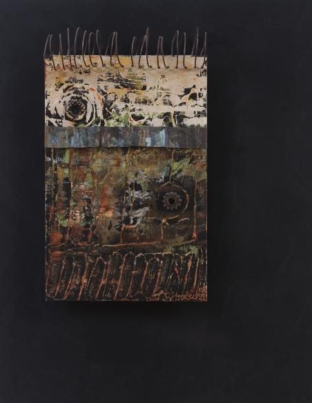 Sunlit Pond 16x20 acrylics mixed media steel on wood