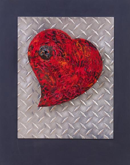 acrylics on aluminum with resign