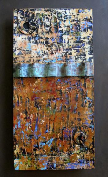 Waterfalls 18x24 acrylic mixed media steel on wood
