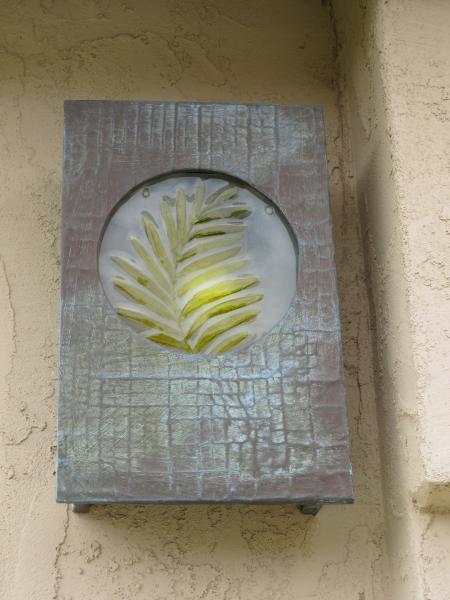 molded copper and glass leaf