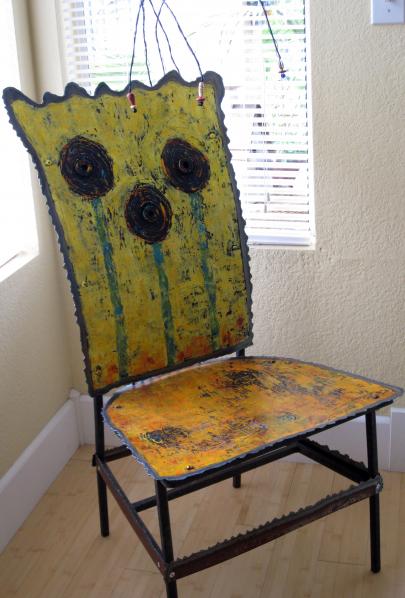 acrylic mixed media on Torch-cut steel