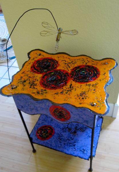 acrylic mixed media on torch-cut steel